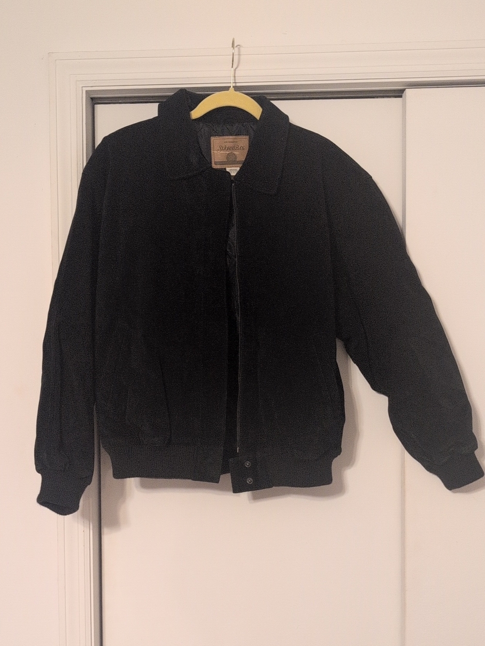 Vintage St. John's Bay Black Suede Leather Medium Bomber Jacket